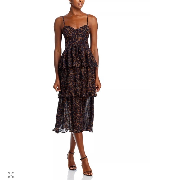 AQUA Leopard Pleated Tier Dress – Size L – NWT – $148 Retail - Picture 7 of 7